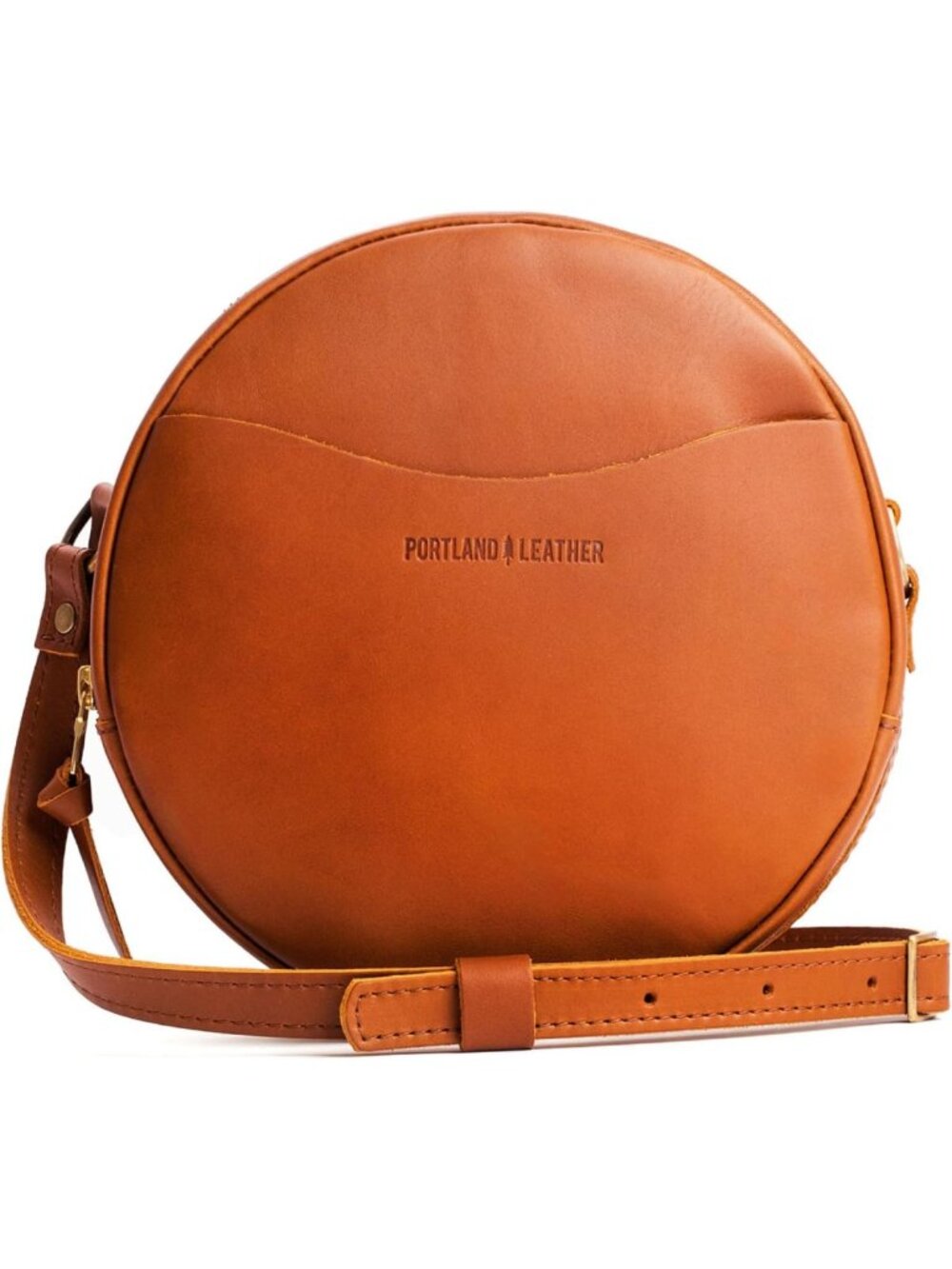 Stylish Full-Grain Leather Circle Crossbody Bag for Women - Chic & Versatile